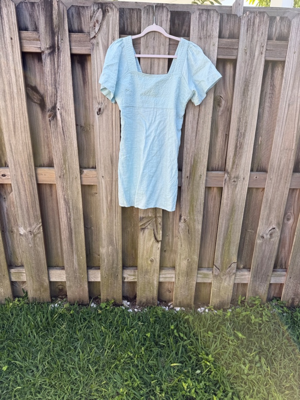 Madewell Pale Blue Square-Neck Mini Dress